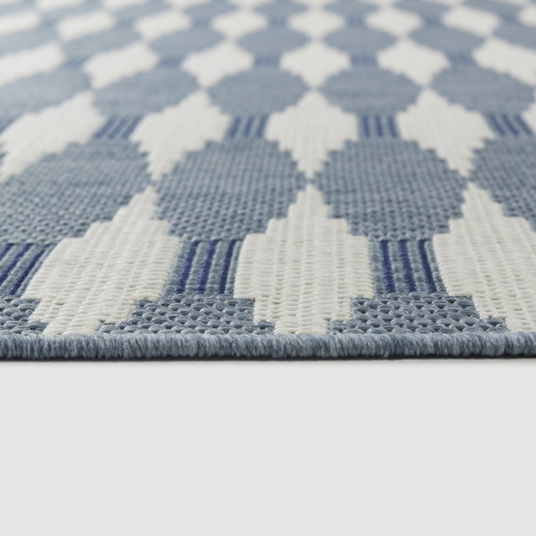 Geneva Blue/White Indoor/Outdoor Rug Birch Lane